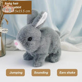 New Electronic Plush Rabbit – Soft Plush Robotic Bunny Toy for Kids Grey Kawaii Toys