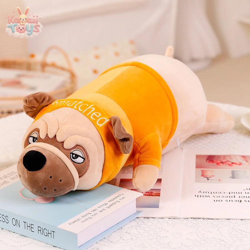 Big Size Cute Animal Kawaii Bulldog Plush Toy Sleeping Pillow Orange Kawaii Toys