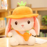 Lovely Plush Fruit Rabbit With Hat Dolls Cartoon Rabbit Pillow Orange Kawaii Toys