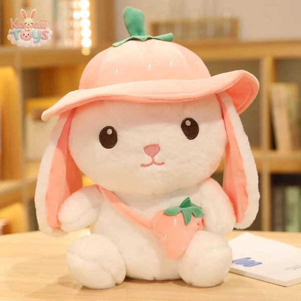 Lovely Plush Fruit Rabbit With Hat Dolls Cartoon Rabbit Pillow Pink Kawaii Toys