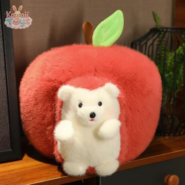 Hedgehog Stuffed Animal – A Cozy Little Friend in an Apple Home! Red Kawaii Toys