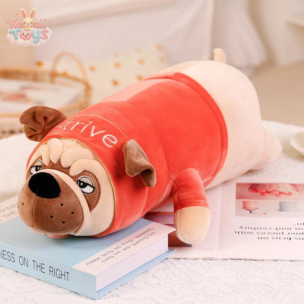 Big Size Cute Animal Kawaii Bulldog Plush Toy Sleeping Pillow Red Kawaii Toys