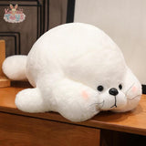 Cute Hairy Lying Seal Plush Pillow – Your Cozy Ocean Friend WHITE Kawaii Toys