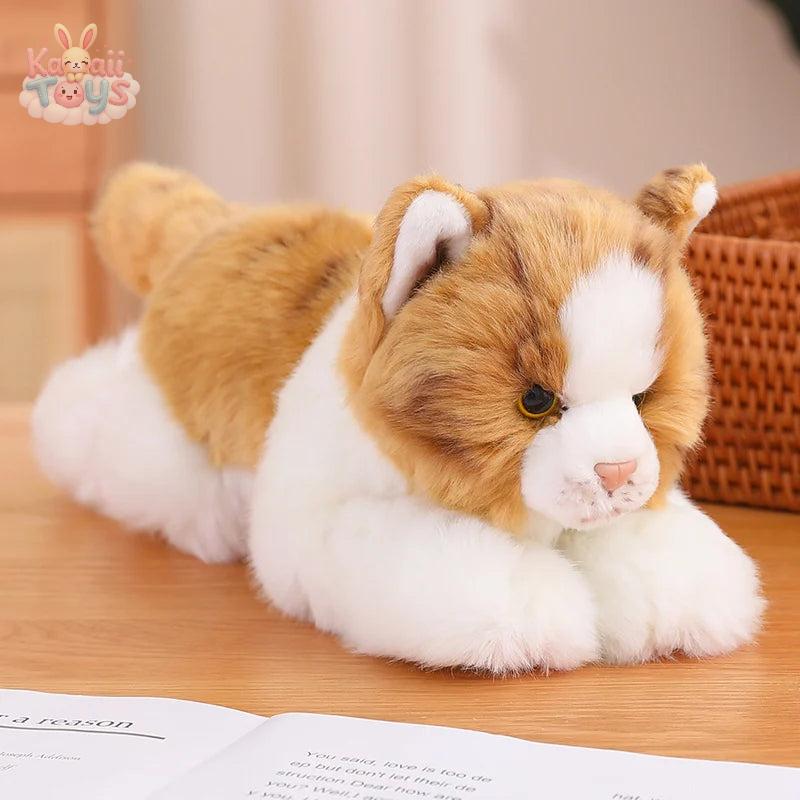 Cat Pillow Plush Toys Realistic Animal Puppet Cat Pomeranian Pet Yellow-32cm Kawaii Toys