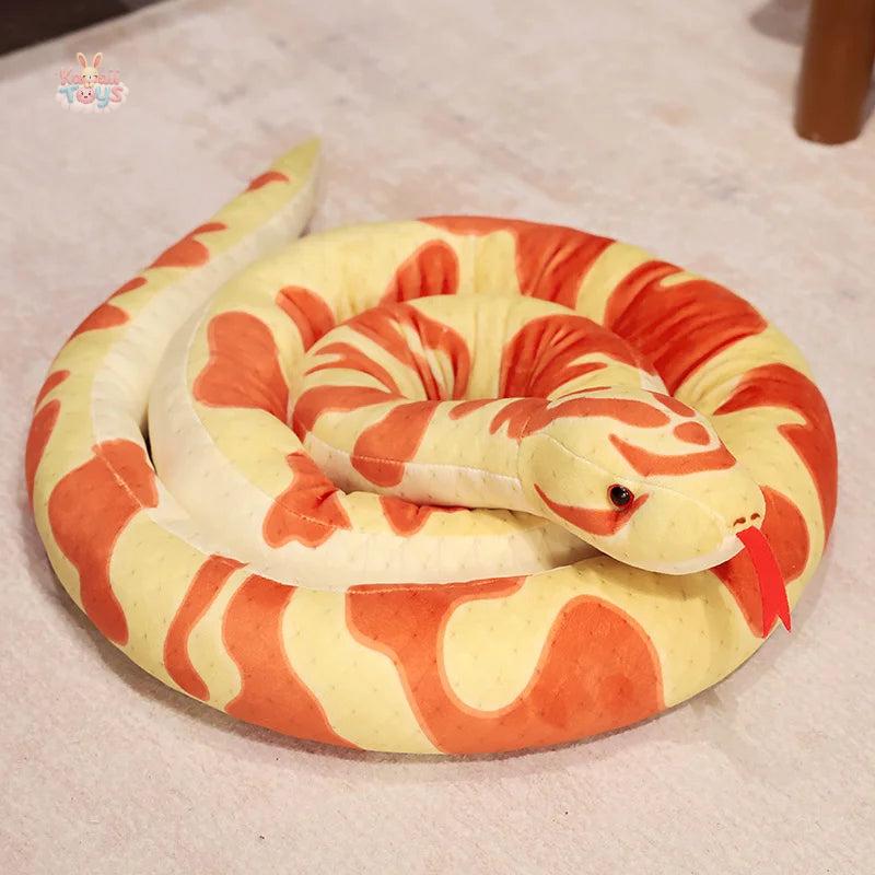 Giant Cartoon Snake Plush Toy – Soft and Huggable Python Plushie Kawaii Toys