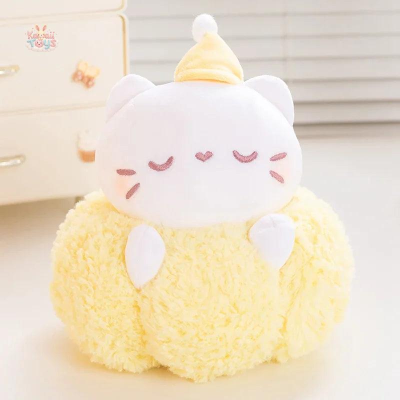 Kawaii Cloud Cat Wear Hat Plush Doll Yellow 23cm Kawaii Toys