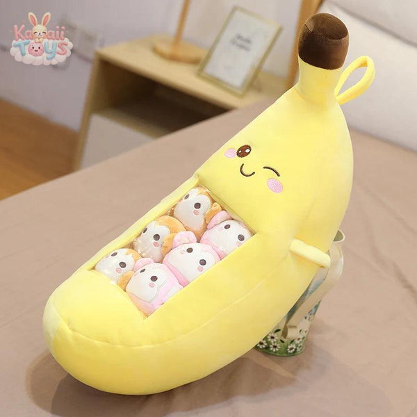 Plush Fruit Toy with Cute Bear – A Sweet and Snuggly Surprise! banana 45x35cm Kawaii Toys