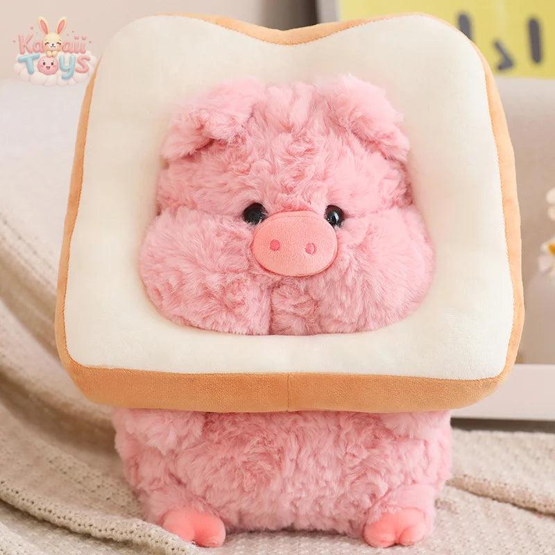 Vegetables Hat Pig Plush Simulation Pig With Bread Carrot Eggplant Pumpkin Stuffed Toy bread Kawaii Toys