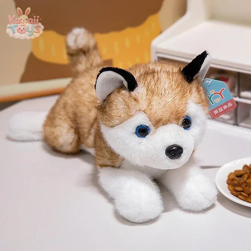 Kawaii Puppy Stuffed Toy Cute Simulation Husky Dog Plush Toys Stuffed Plush brown Kawaii Toys