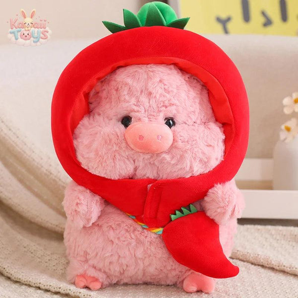 Vegetables Hat Pig Plush Simulation Pig With Bread Carrot Eggplant Pumpkin Stuffed Toy chilli pepper Kawaii Toys