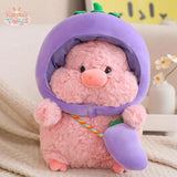 Vegetables Hat Pig Plush Simulation Pig With Bread Carrot Eggplant Pumpkin Stuffed Toy eggplant Kawaii Toys