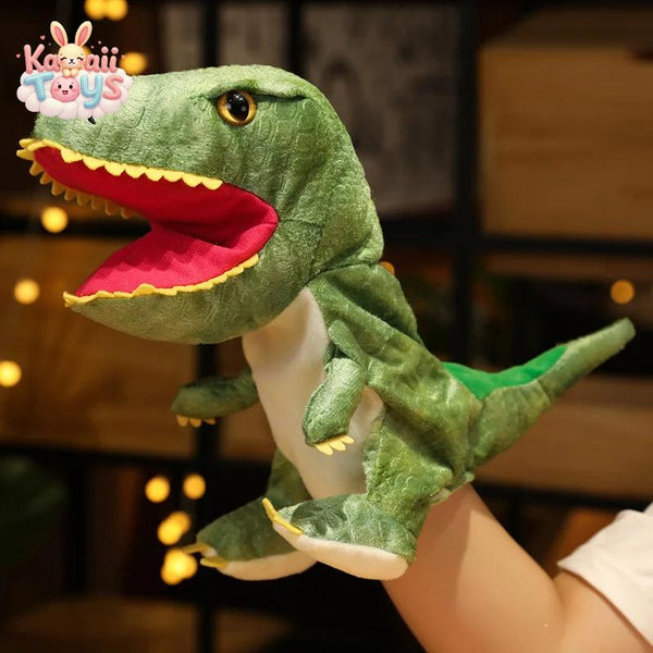 Cute Plush Simulation Dinosaur Puppets Stuffed Plush Toys Dragon Hand Puppet green 30cm Kawaii Toys