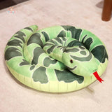 Giant Cartoon Snake Plush Toy – Soft and Huggable Python Plushie green Kawaii Toys