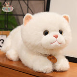 Cute Cat Plush Stuffed Animals British Shorthair Cat Fluffy Doll lying white Kawaii Toys