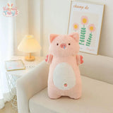 Kawaii Animal Long Standing Doll Stuffed Fluffy Siamese Cat Plush Blue Orange Cats pig 55cm Kawaii Toys