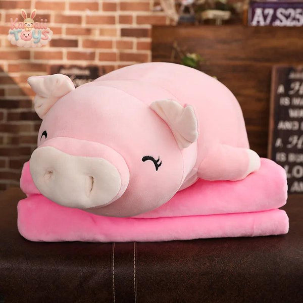 Lovely Soft Down Cotton Pig Plush Doll Stuffed Pink Pig Soft Pillow pinksWithoutblanket Kawaii Toys