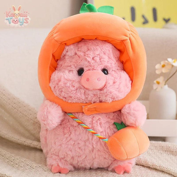 Vegetables Hat Pig Plush Simulation Pig With Bread Carrot Eggplant Pumpkin Stuffed Toy pumpkin Kawaii Toys