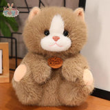 Cute Cat Plush Stuffed Animals British Shorthair Cat Fluffy Doll sit brown Kawaii Toys