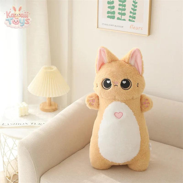 Kawaii Animal Long Standing Doll Stuffed Fluffy Siamese Cat Plush Blue Orange Cats yellow cat 55cm Kawaii Toys